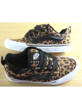 Vans Women's Knu Skool Leopard Black Brown Canvas Lace Up shoes Size 6.5 NIB